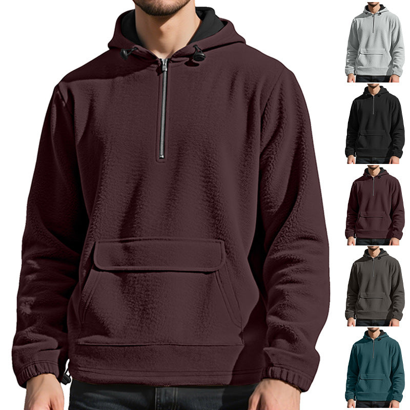 Herren Fleece Pullover Kapuzenjacke mit Reißverschluss und Kängurutasche - BerlinGlamour
