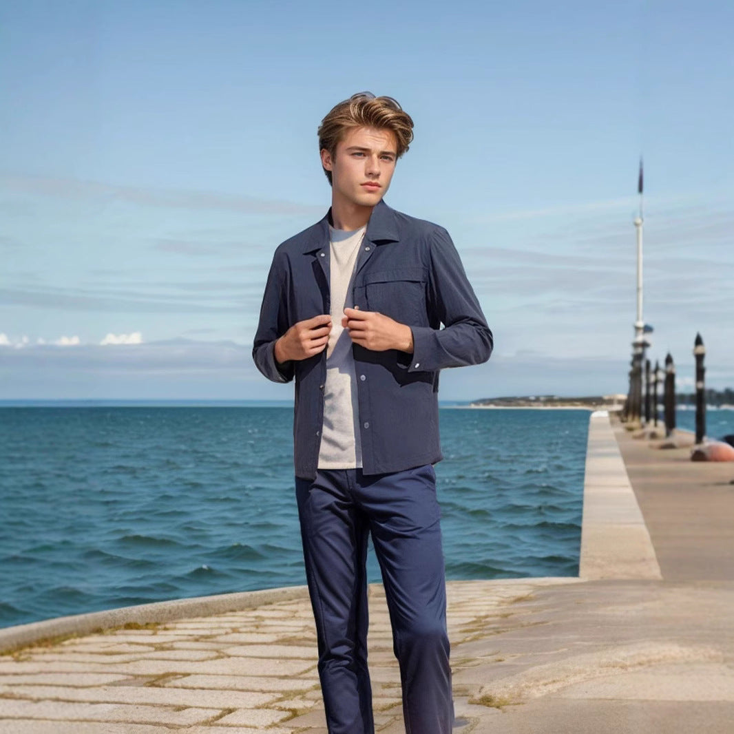 Herren Freizeitjacke Leicht Praktisch mit Taschen - BerlinGlamour