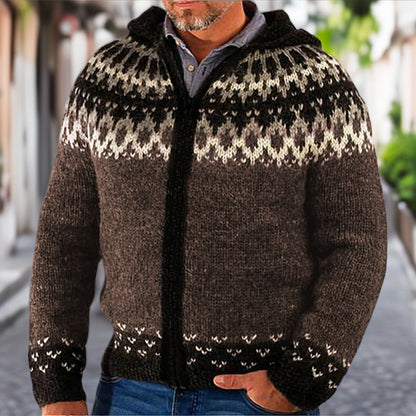Herren Strickjacke Norweger Muster Reißverschluss Warm - BerlinGlamour