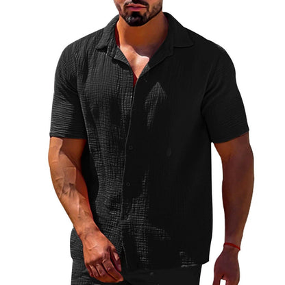 Herren Kurzarmhemd Modern Lässig Knopfdesign