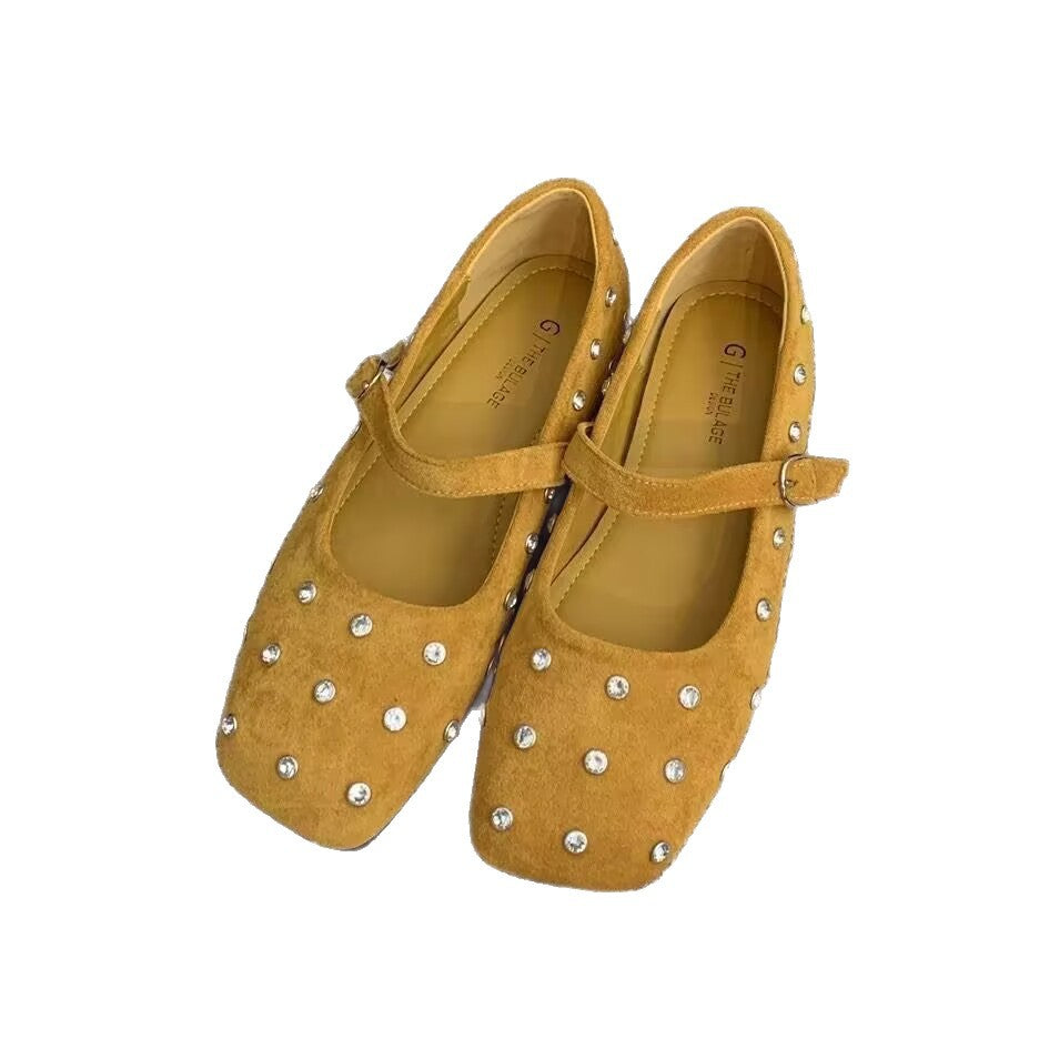 Damen Ballerinas Elegant mit Strass und Riemchen Schuhe