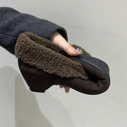 Damen Stiefeletten Kunstfell Kragen Elegante Winterstiefel
