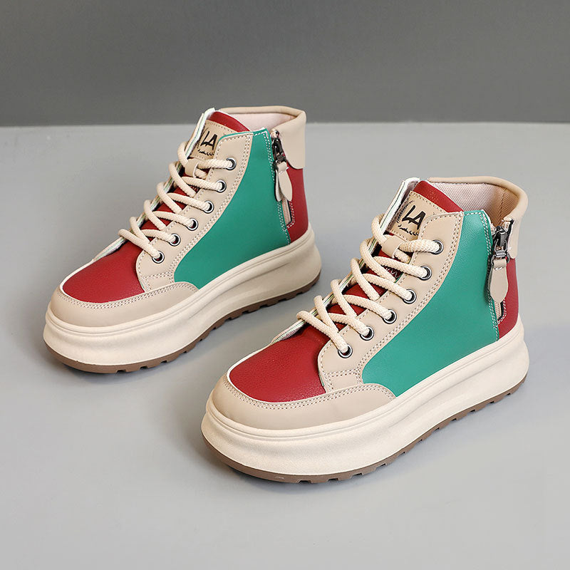 Damen Sneaker High-Top Modell mit Zipper und Weicher Sohle