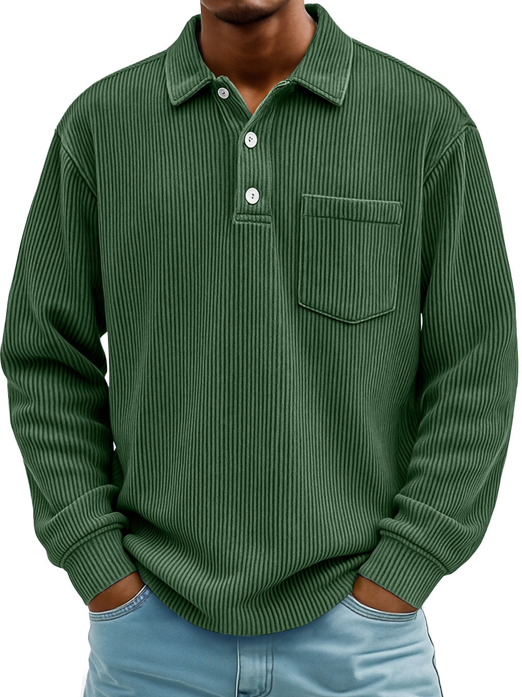 Herren Poloshirt Lässig Longsleeve Strukturiert Modern