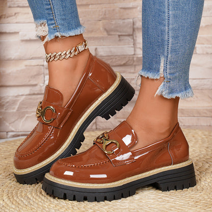 Damen Mokassinschuhe Komfortabel Glänzend Robust