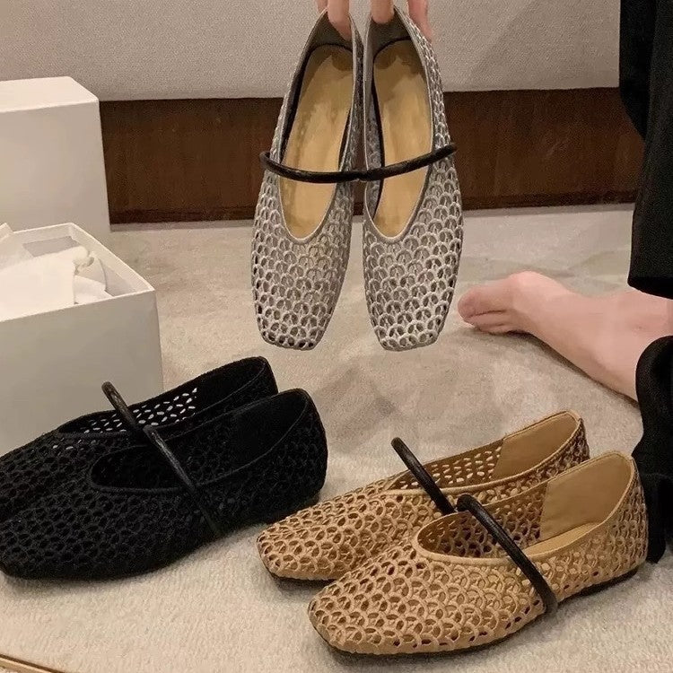 Damen Ballerinas Atmungsaktiv Netzdesign Modisch