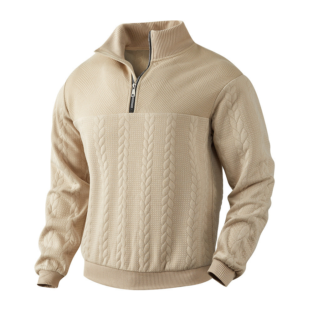 Herren Stepp-Pullover Strukturiert Halbzipp Modern