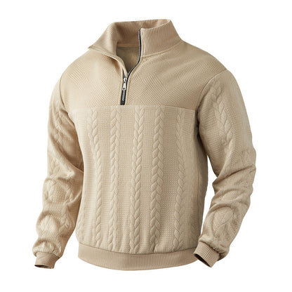 Herren Stepp-Pullover Strukturiert Halbzipp Modern