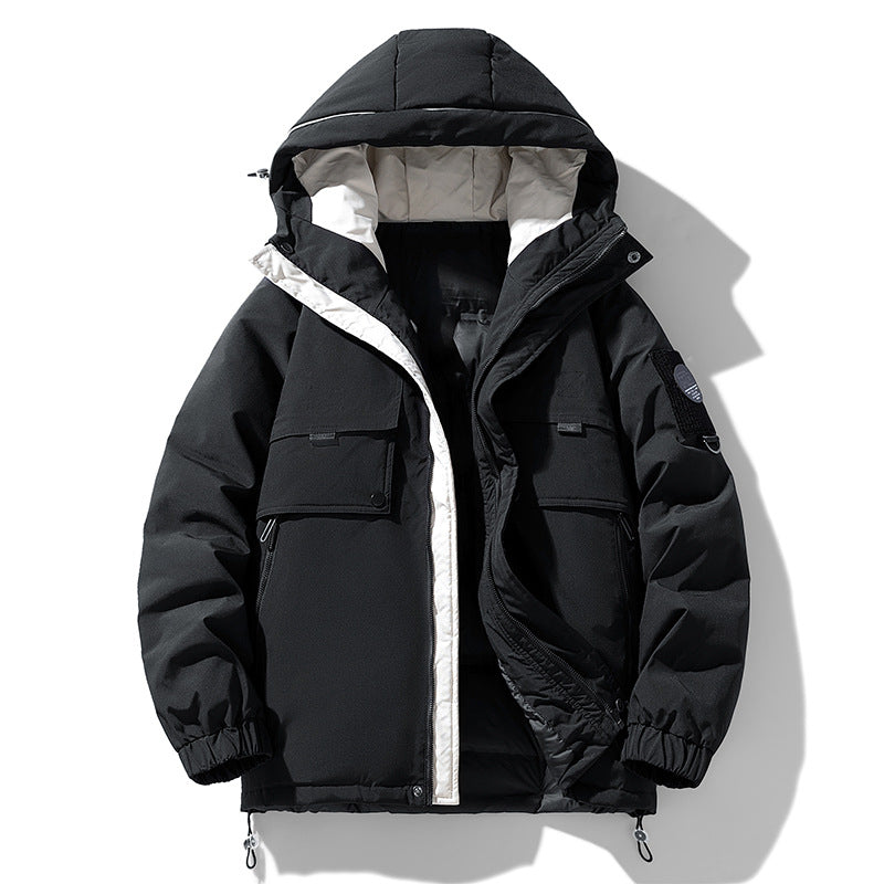 Herren Winterjacke Warm Gefüttert mit Kapuze und Taschen