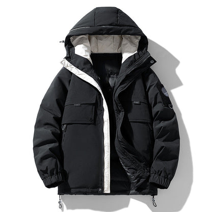 Herren Winterjacke Warm Gefüttert mit Kapuze und Taschen
