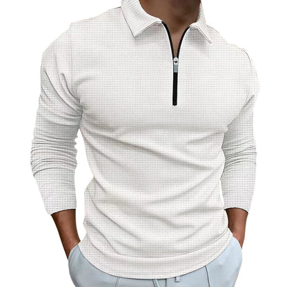 Herren Langarmshirt Modern Strukturiert Reißverschluss