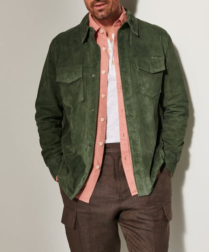 Herren Lederjacke Klassisch Wildleder Echtes Leder
