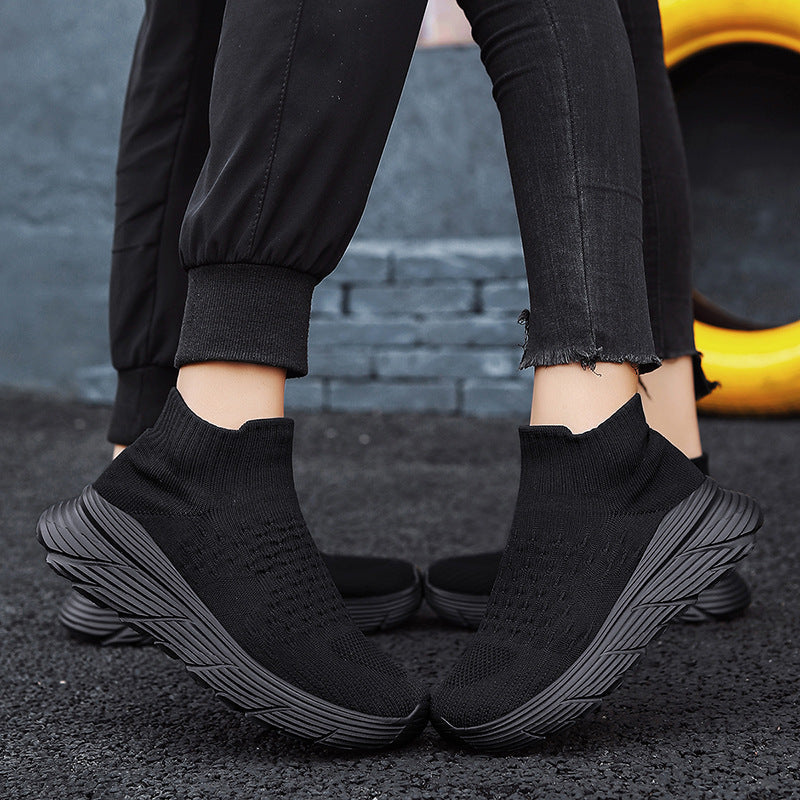 Damen Sneaker Sportlich Elastisch Strick Optik - BerlinGlamour