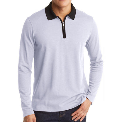 Herren Sportpolo Langarm Stehkragen Reißverschluss Funktionales Design