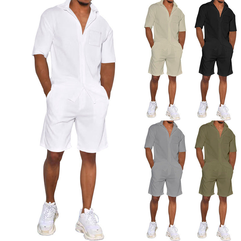 Herren Kurzoverall Lässig mit Taschen Sommer - BerlinGlamour