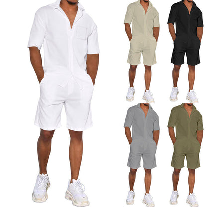 Herren Kurzoverall Lässig mit Taschen Sommer - BerlinGlamour