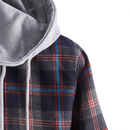 Herren Flanellshirt Kapuze Abnehmbar Warm