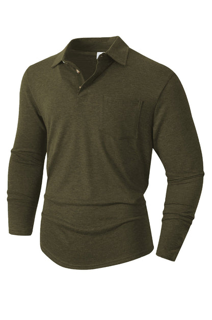Herren Poloshirt Langarm Modern Slim Fit Leicht Stretch