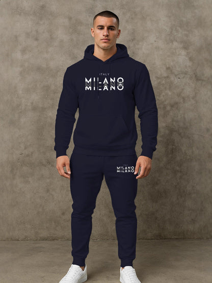 Herren Jogginganzug Sportlich Hoodie Set Grau