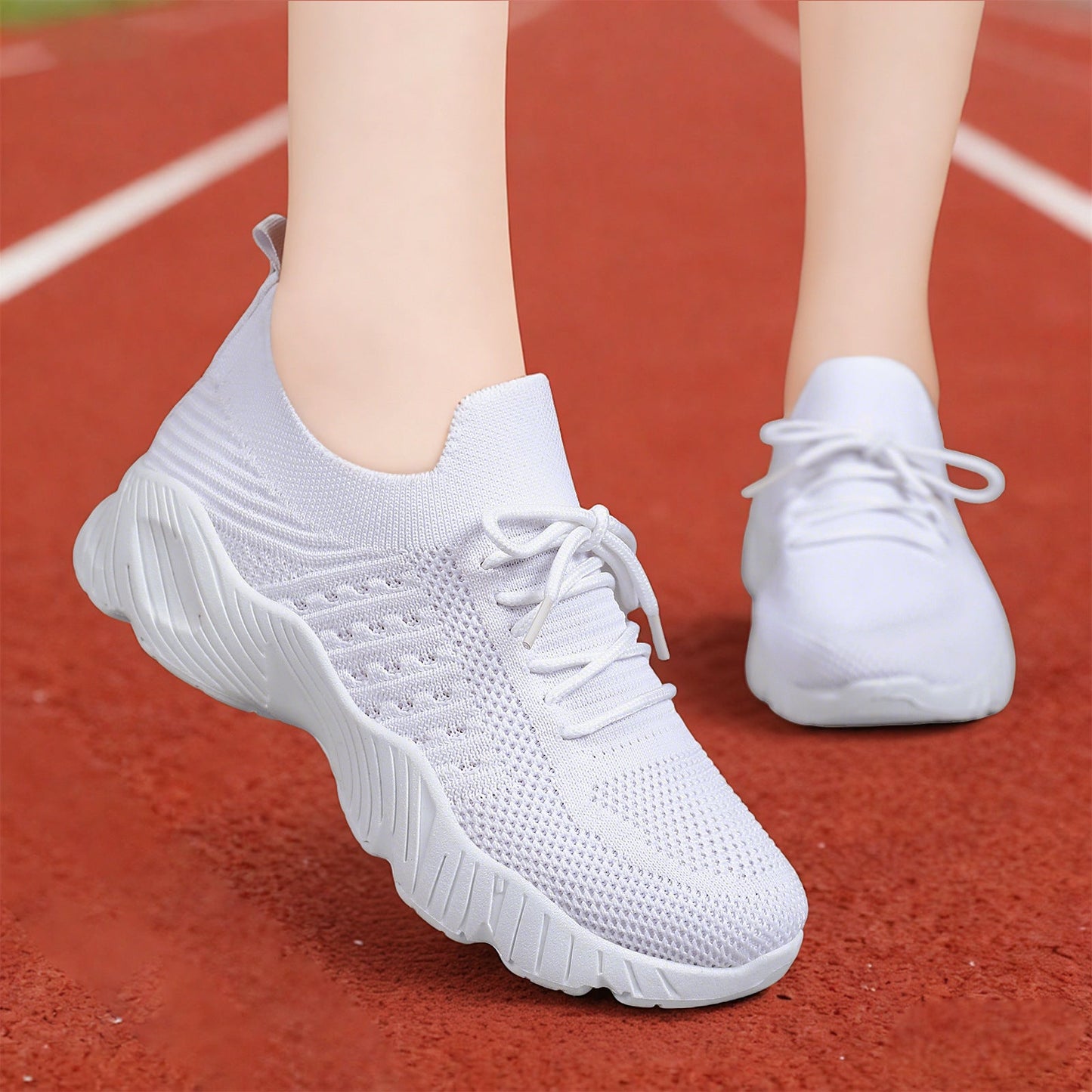 Damen Fitness-Sneaker Atmungsaktiv Flexibel Mit Elastischer Schnürung