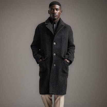 Herren Wollmantel Klassisch Elegant mit großen Taschen