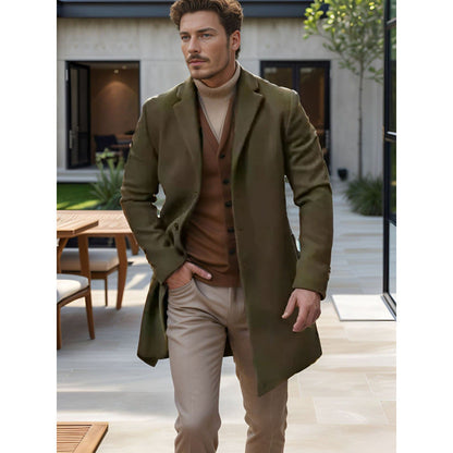 Herren Mantel Langschwarz Eleganter Hochwertig