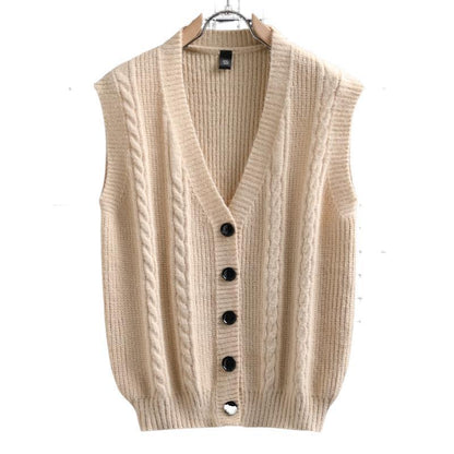 Herren Strickjacke Ärmellos Zopfmuster Modern