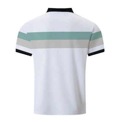 Herren Poloshirt Blau Weiss Streifen Modern