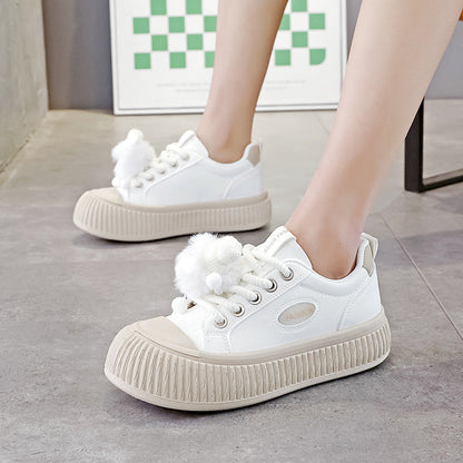 Damen Sneaker Rutschfest Dekorativ Pompons Sportlich