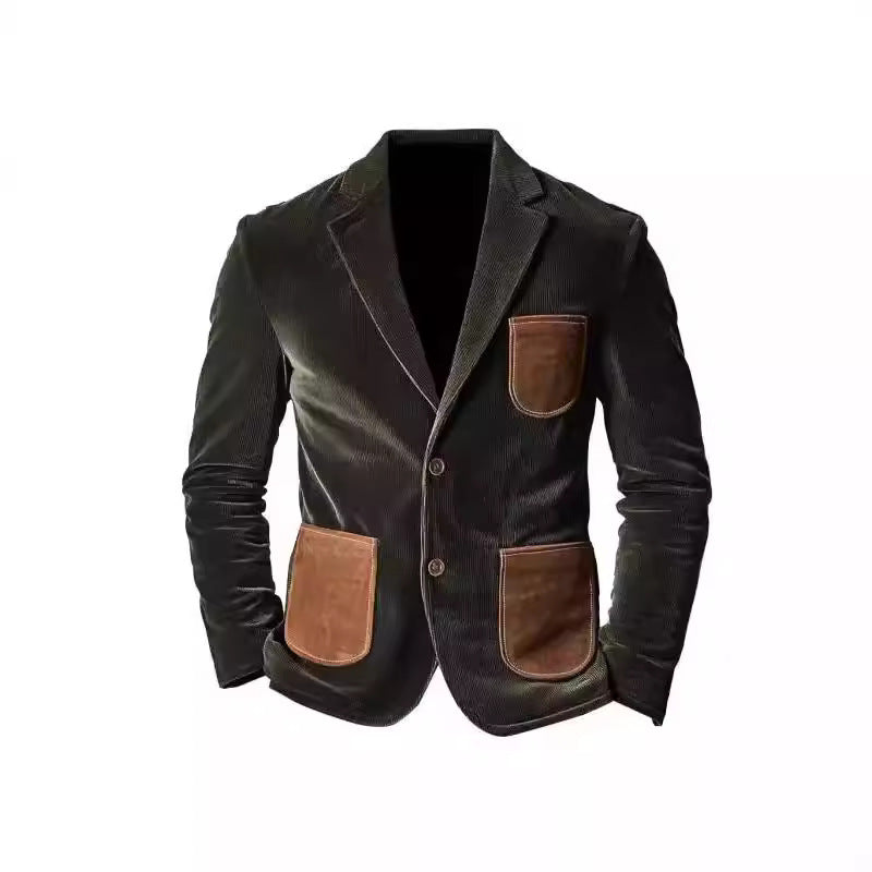 Herren Blazer Samt Kontrast-Paspelierung Elegante Mode