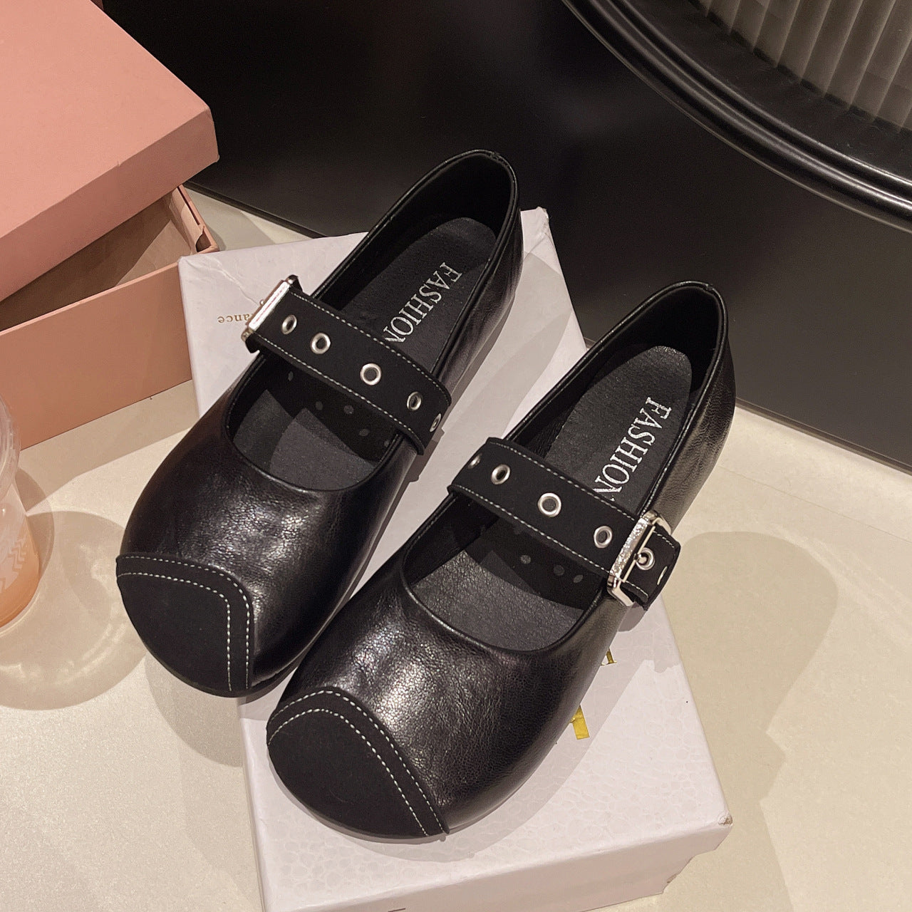 Damen Ballerinas Bequem Verstellbar Komfortabel