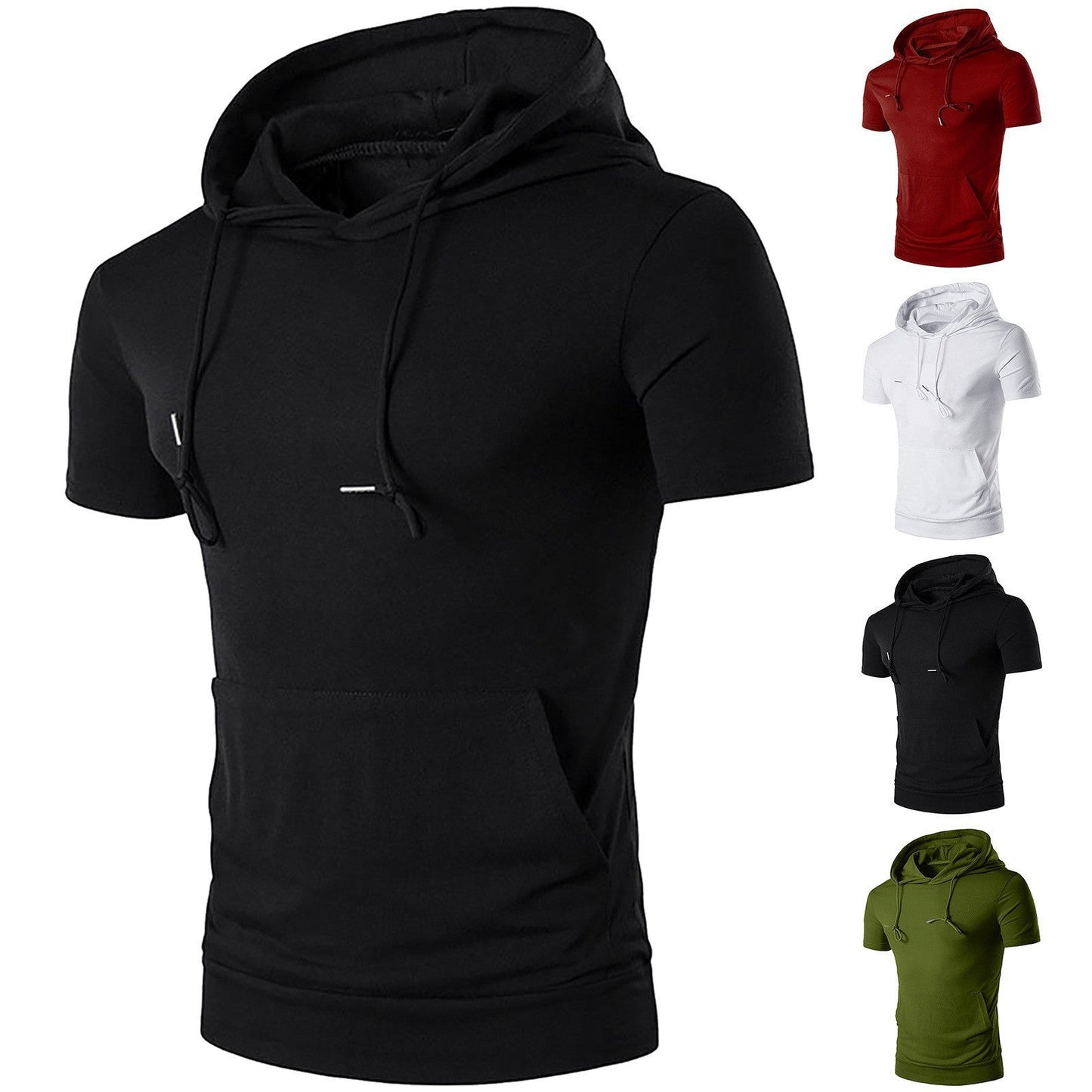 Herren Hoodie Kurzarm Lässig mit Kängurutasche Modern - BerlinGlamour