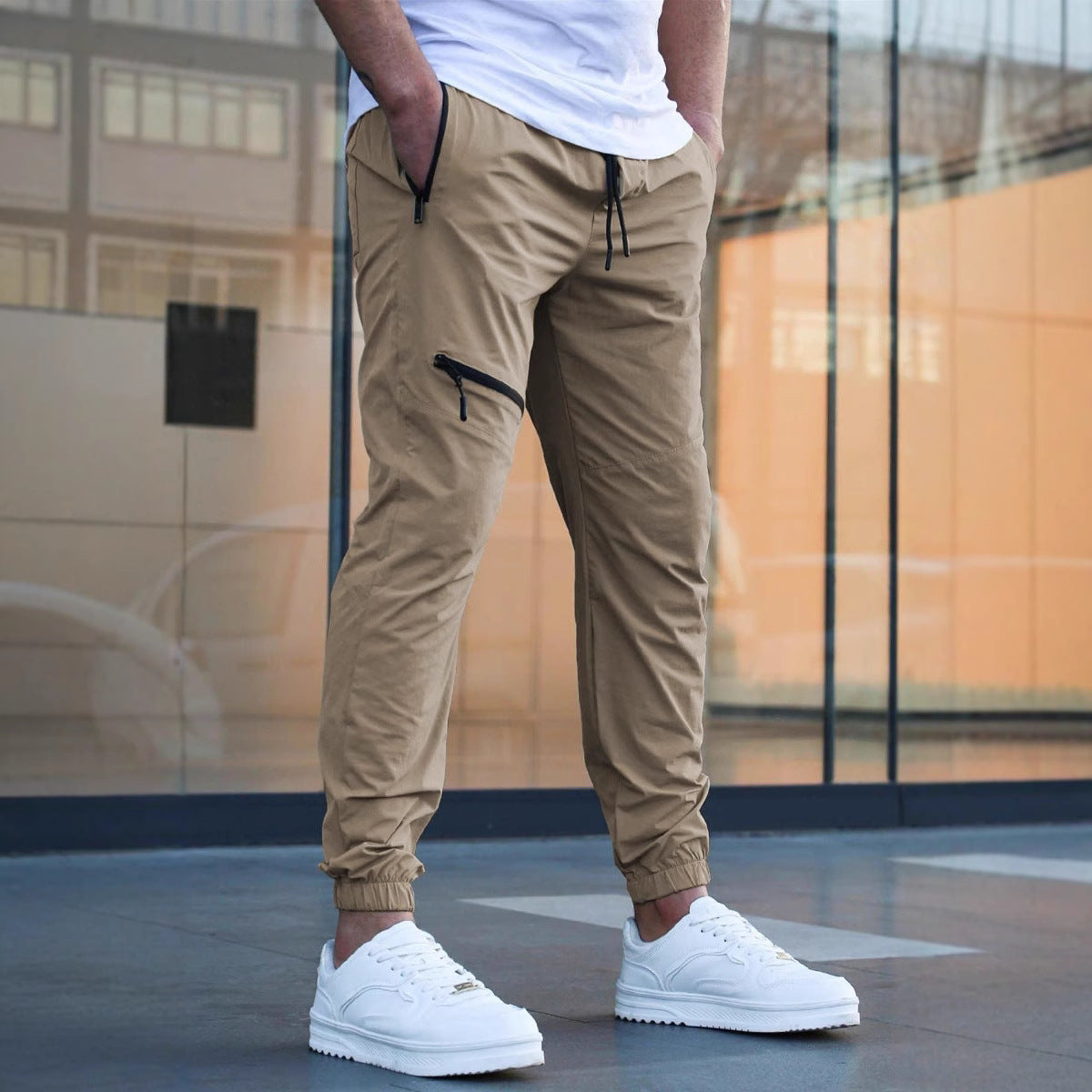 Herren Cargo-Hosen Bequem Reißverschluss Taschen Praktisch