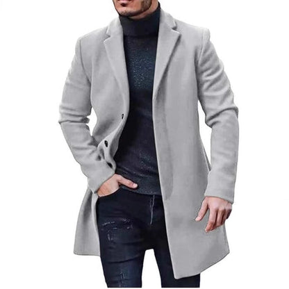 Herren Wollmantel Elegent Zeitlos Schwarzer Wintermantel