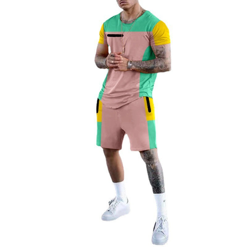 Herren Sportset Kurzarm Modern Farbblock
