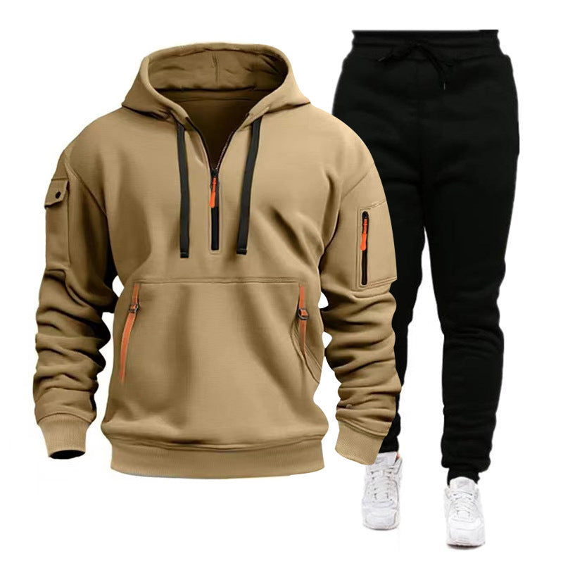 Herren Sport Hoodie Set Atmungsaktiv mit Reißverschlusstaschen