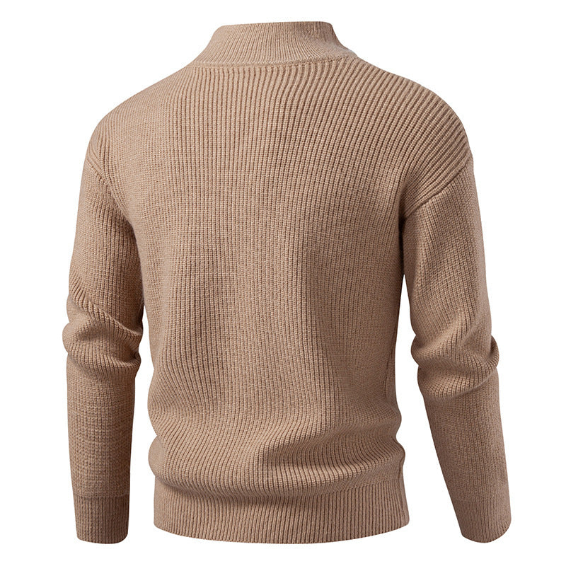Herren Strickjacke Hochkragen Reißverschluss Modern