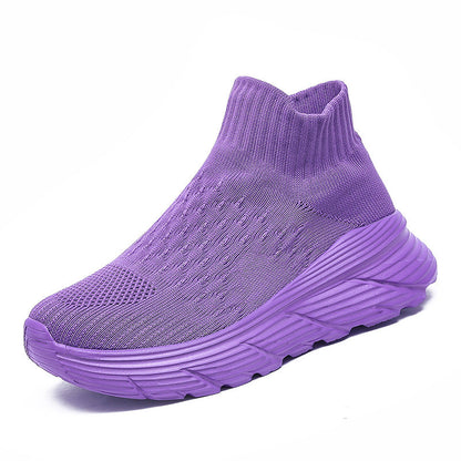 Damen Sneaker Sportlich Elastisch Strick Optik