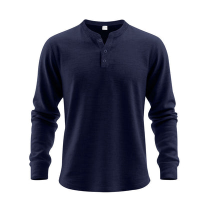 Herren Henley-Shirt Langarm Modern mit Knöpfen