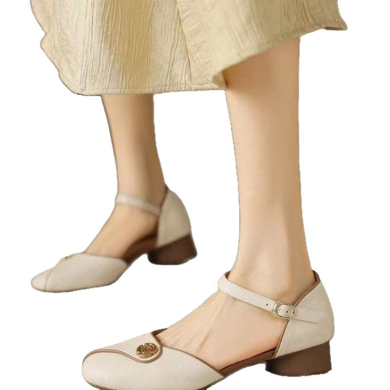 Damen Sling-Sandalen Elegant mit Knöpfen Sommermode