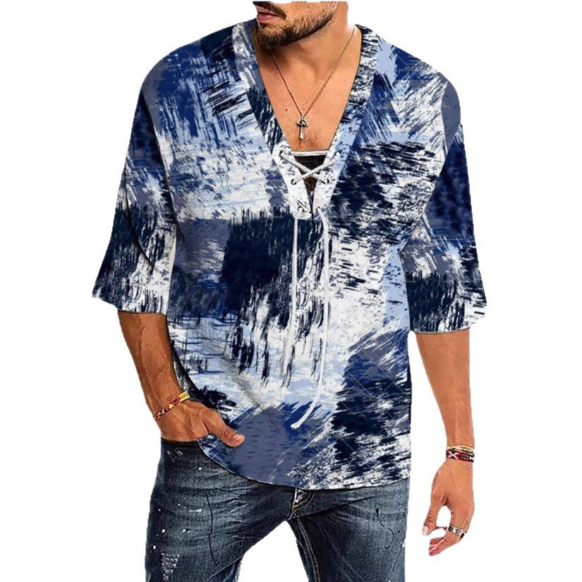 Herren Shirt mit modernem Schnürdesign Graffiti Style