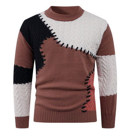 Herren Pullover Patchwork Design Modern Trendy