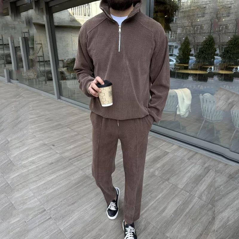Herren Lounge-Set Pullover mit Reißverschluss und Jogginghose Bequem