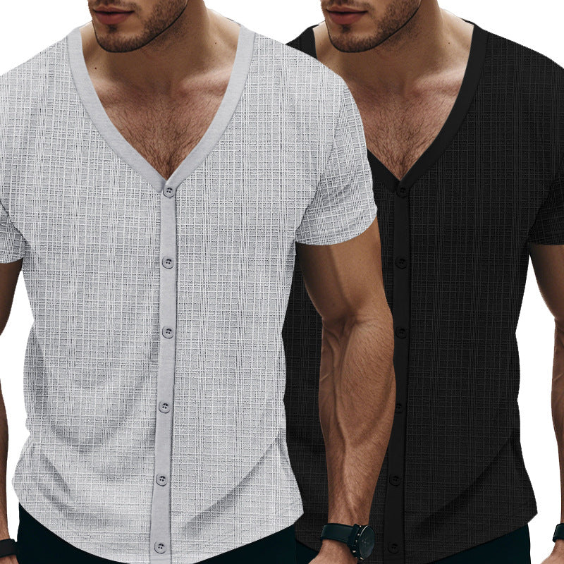 Herren Kurzarm-Shirt Elegant Strukturiert Modern