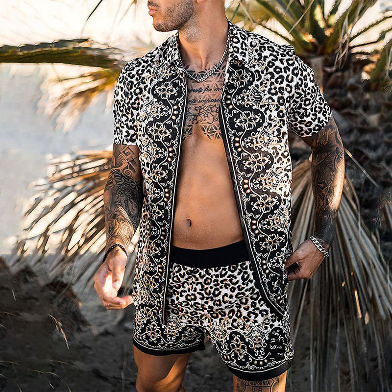 Herren Kurzes SommerSet Tropical Print Modern - BerlinGlamour
