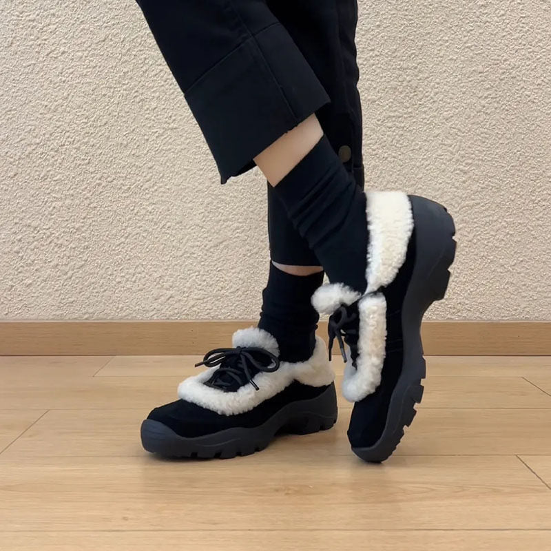 Damen Clogs Weich Flauschig Schnürsystem Komfort