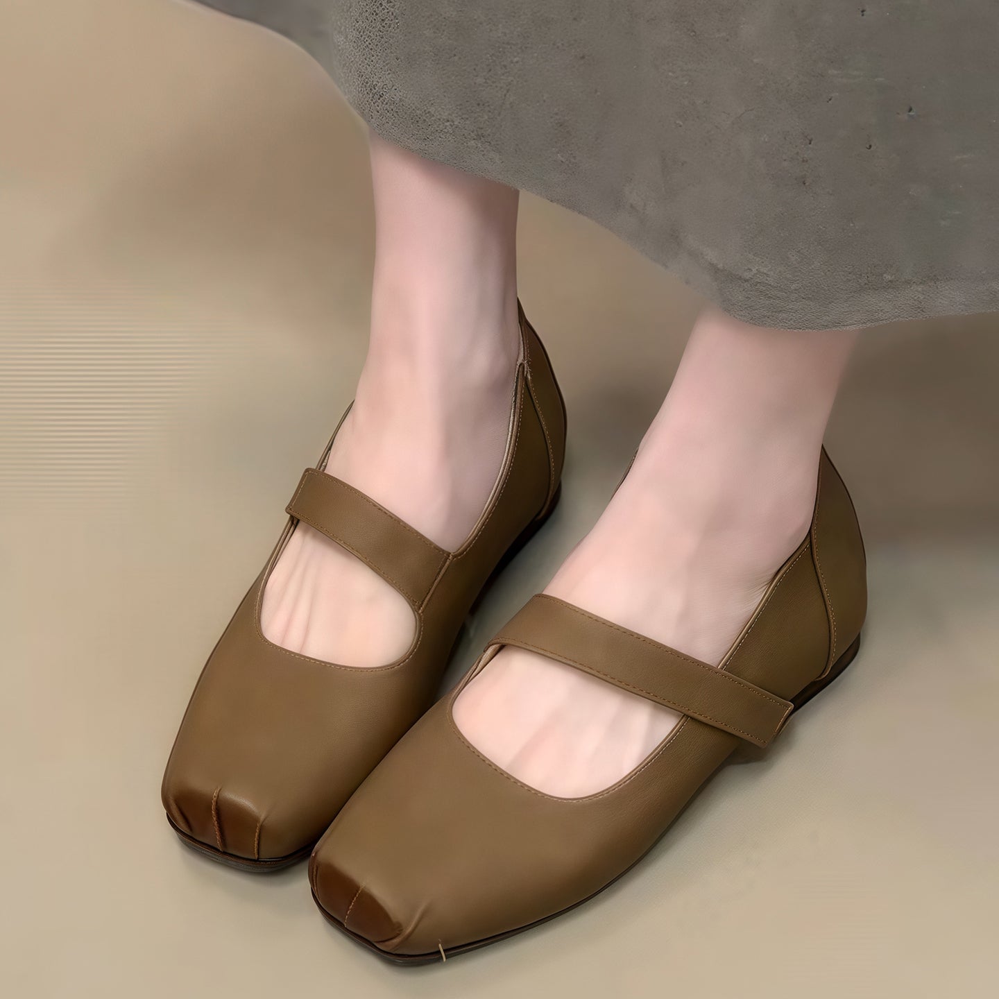 Damen Ballerinas Bequem Verstellbar Komfortfußbett