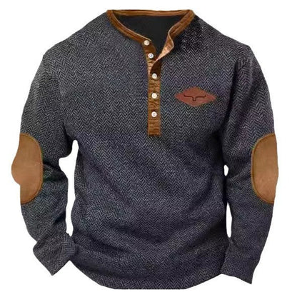 Herren Pullover Modern Kontrastkragen mit Patches