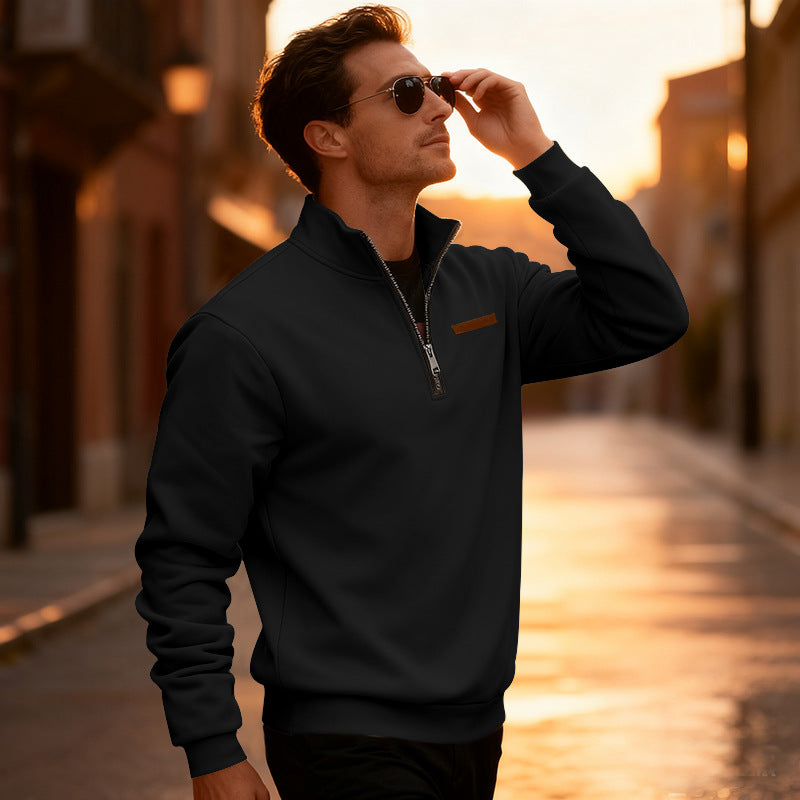 Herren Sportpullover Halbhoch Reißverschluss Modern