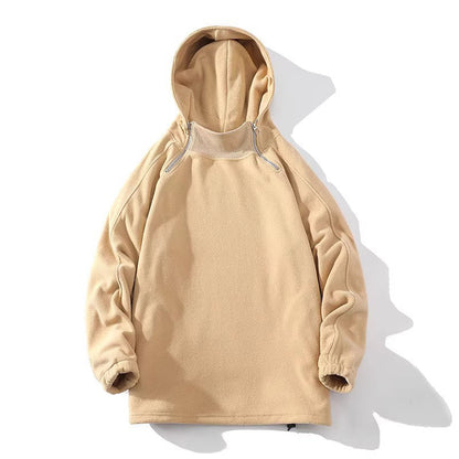 Herren Fleece Hoodie Reißverschluss Hoher Kragen Warm